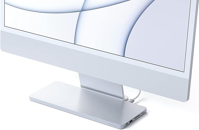 Satechi USB C Slim Dock for 24” iMac with Tool-Free Enclosure for M.2 PCIe NVMe and SATA SSDs USB C Data Port USB A 2 USB 2.0 Micro/SD Card Reader - Silver
