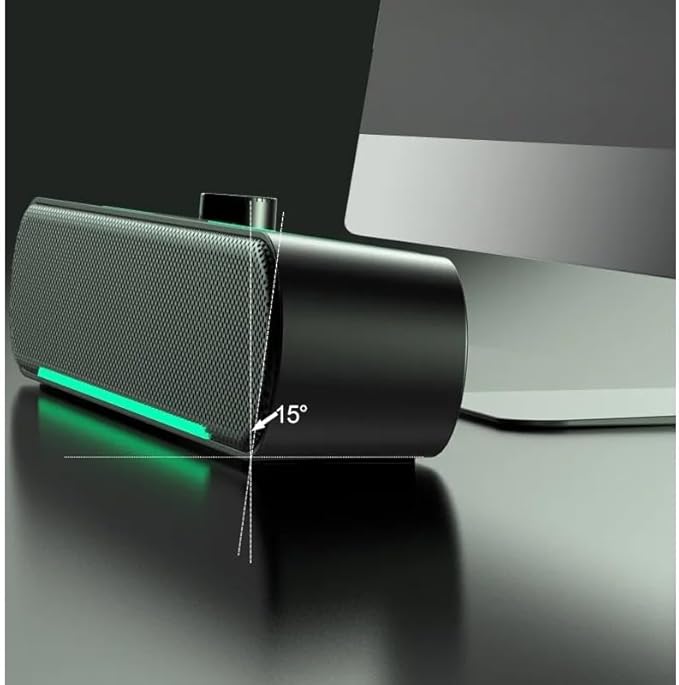 Glowing Computer Speakers with LED Lights for Gaming Long Bar-Shaped Hi-Fi Stereo Speaker