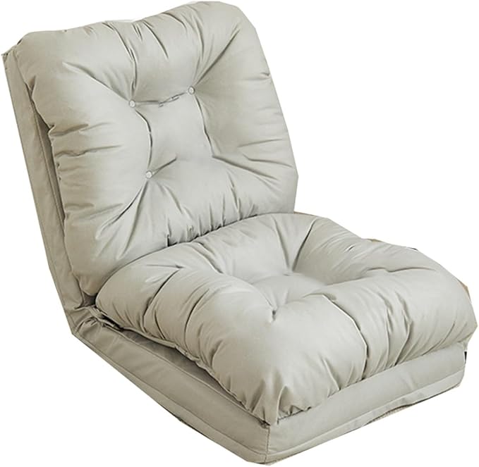 GIZNXBA Floor Chair Adjustable Folding Floor Gaming Chair Japanese Floor Chair with Back Support Lazy Sofa Bed One Seater Sofa Adjustable Lounge Recliner Chair for Living Room(/Light Gray)