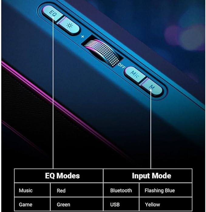 Computer Speakers PC RGB Gaming Sound Bar Portable Speaker for Desktop Monitor Laptop