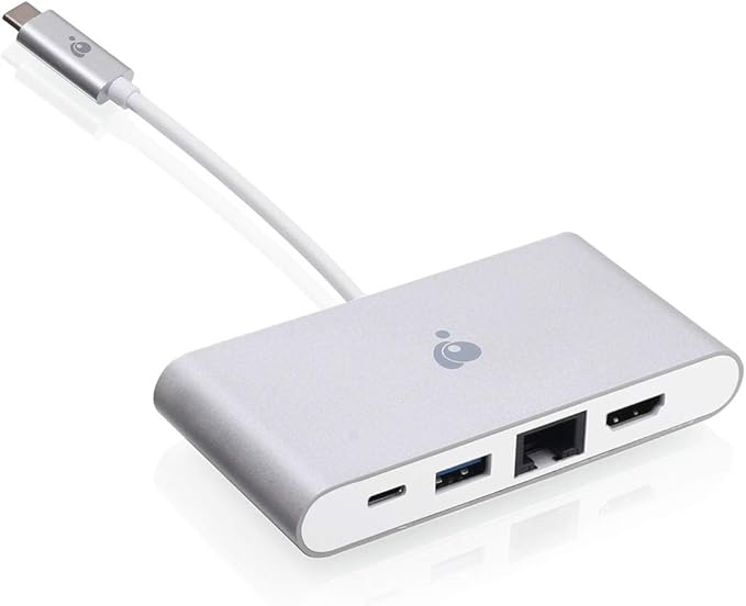 IOGEAR USB-C 4 in 1 Docking Station - 1 HDMI 4K 30Hz Out - 1 USB 3.0 5Gbps Out - Ethernet LAN Port - USB-C 60W Pass Through - Mac Win - GUH3C3PD