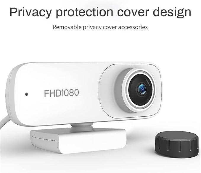 Web Camera Autofocus 1080P Webcam Cover HD Web Camera with Microphone for Computer Laptop PC Camera for Video Meeting Streaming for Gaming Video Calling Recording (Color : White)