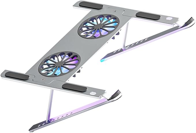 Tofficu Laptop Cooler Pad Fans Led Light Cooling Bracket for Laptop Quiet Stand