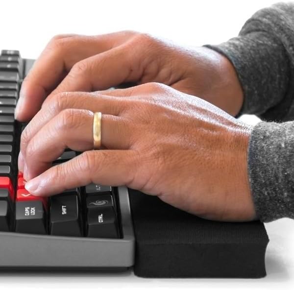 GRIFITI Fat Wrist Pad Set 17 X 4 X 0.75 Inch and 8 x 4 Inch Mouse Pad Computer Keyboard Rest Support for Tenkeyless Ergonomic Gaming Wrists Rests Pads - Desk Resting Accessories for Carpal Tunnel