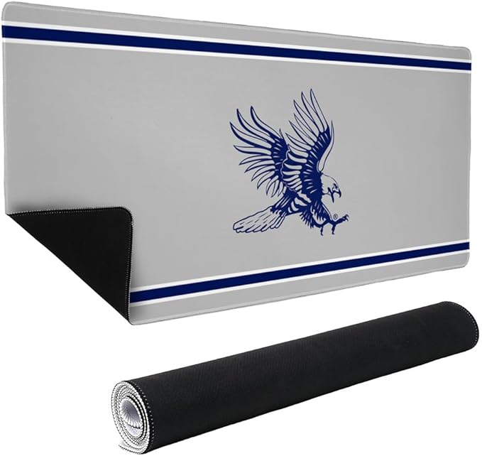 Dickinson State University Blue Hawks Primary Logo Stripes Large Gaming Mouse Pad Desk Mat with Stitched Edges Non-Slip Base for Gamer Home and Office 31.5 x 15.7
