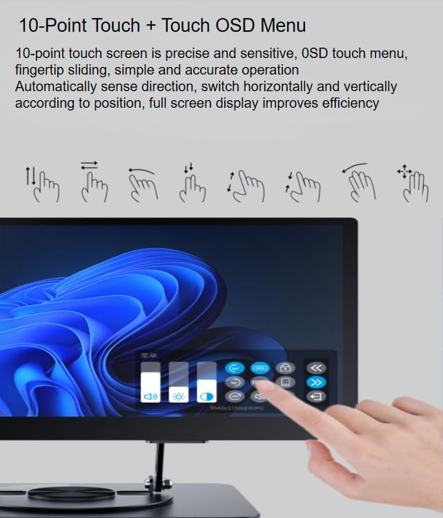 15.6 Portable Monitor 4K OLED Touchscreen 100% Adobe RGB 10-Bit Color USB-C External Display for Laptop PC Mac Phone Gaming with Smart Cover &amp Stand