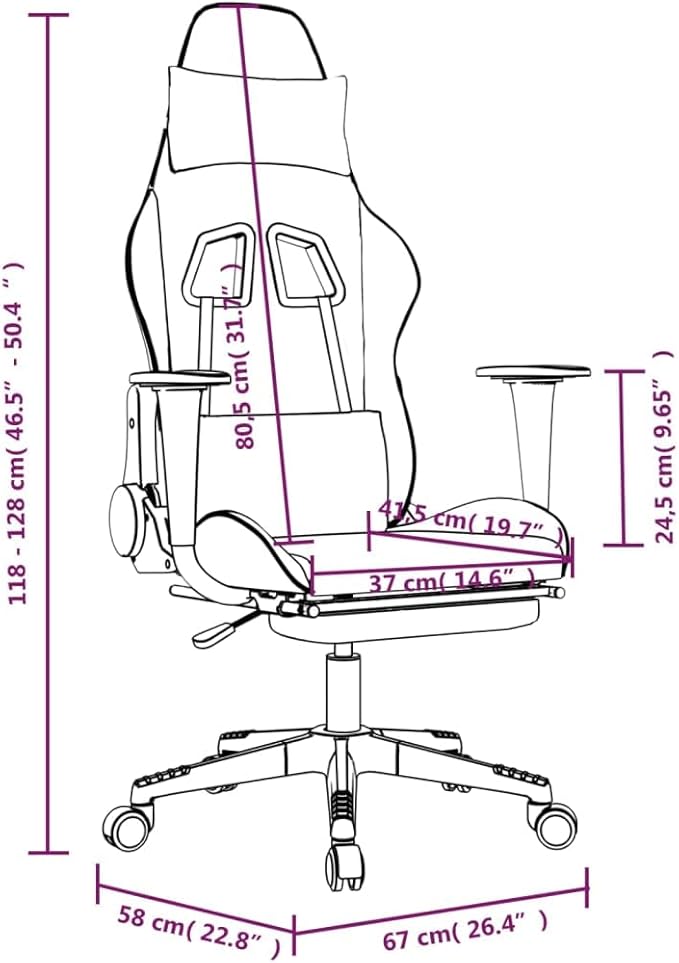 vidaXL White and Pink Gaming Chair with Adjustable Armrests Reclining Mechanism Faux Leather Design for Office Use Modern Ergonomic Footrest Included Chairs Swivel Racing Desk