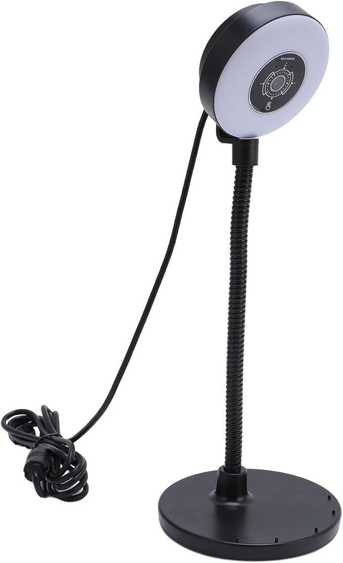 Dpofirs Webcam with Light Built in Mic 5MP Webcam with Fill Light 3 Color Modes for Online Learning