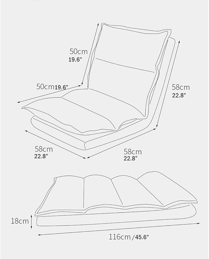 YCKEGEW Luxury Padded Floor Chair with Back Support Adjustable 5-Position Floor Seat for Teens AdultsBedroom Lounge Chair Convertible Chair Bed (Color : Yellow+Black)