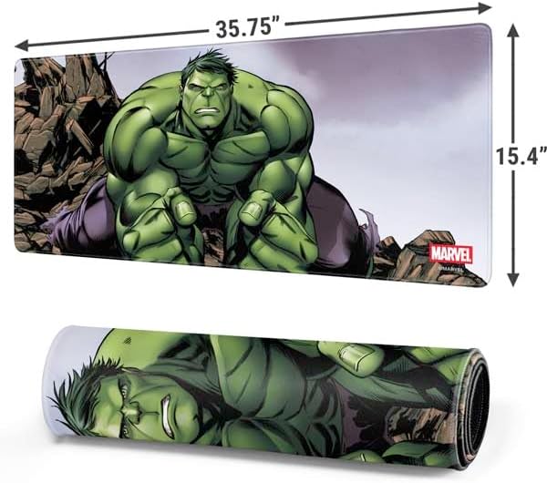 Skinit Extra Large Gaming Mouse Pad - Officially Licensed Hulk Design with Stitched Edges Waterproof Non-Slip Rubber Base Desk Mat for Keyboard &amp Mouse 35.75 x 15.4 inches