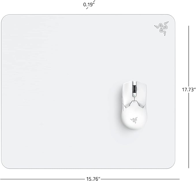 Razer Atlas Tempered Glass Gaming Mouse Mat: Ultra-Smooth Micro-Etched Surface - Dirt and Scratch-Resistant - Anti-Slip Base - Quiet Mouse Movements - White