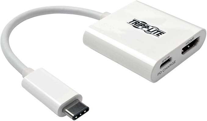 Tripp Lite USB C to HDMI Video Adapter Converter 4Kx2K w/ USB-C PD Charging Port Thunderbolt 3 Compatible USB-C USB Type-C USB Type C 6in (U444-06N-H4-C)