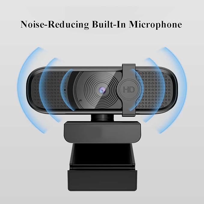 GIZNXBA Full HD Webcam with Built-in Microphone Video and Wide Angle Camera Privacy Cover Autofocus 360° Rotation Pan &amp Tilt for Desktop PC Or Laptop Computer(2K)
