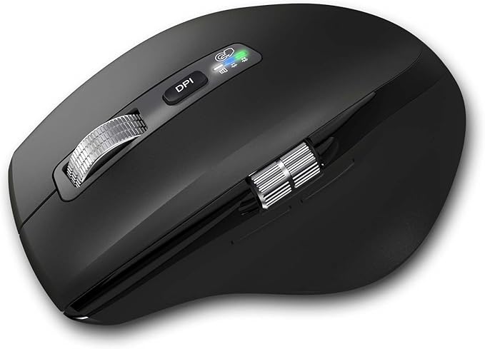 Wireless Bluetooth Side Scroll Mouse with Multi-Device Ergonomic Computer Mice with Smart Flying Scroll Quiet Click 4-Level DPI for Computer Laptop iPad Tablet MacBook (Black)