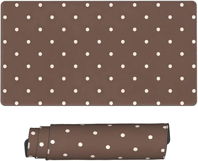 Brown and White Polka Desk Cover MatExtended Large Mouse PadComputer Laptop Mat Desk Decor for Office Game Home 30x16 Inch