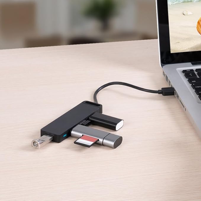 USB Hub Ports High-Speed Data Splitter with Auxiliary Power Input Cable for Accessories Supports Dual SSD Compatible with Mouse Keyboard for Desktop Laptop