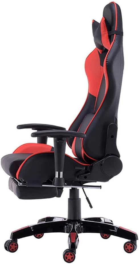 Gaming Chair with Footrest Swivel Chair with Ottoman Height Adjustment Headrest and Lumbar Support E-Sports Swivel Chair