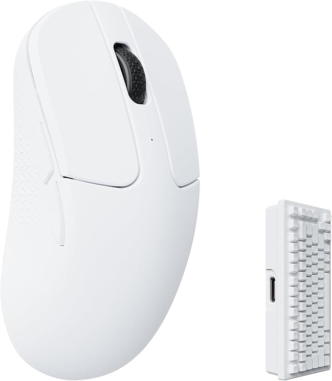 Keychron M3 Mini 4K Wireless Bluetooth 5.1/2.4 GHz/Wired Optical Mouse Ultra-Lightweight 55g Programmable PixArt 3395 Sensor with up to 26000 DPI/ 650 IPS for Windows Mac Linux - White