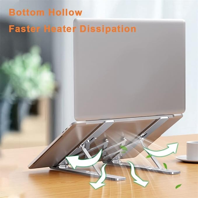 Portable Laptop Cooling Stand 11 to 17.3 Inch Aluminum Alloy Height Adjustable Riser Office Computer Radiator