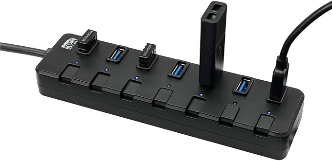 Adesso 7-Port USB 3.0 Hub with Individual Power Switch &amp Power Adapter