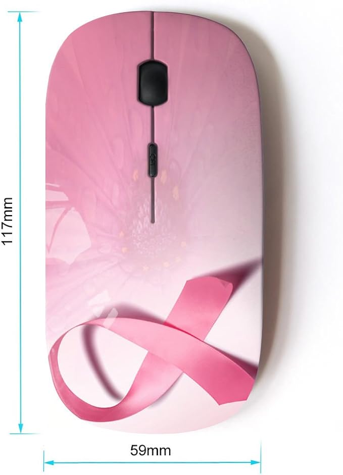 Graphic4You Pink Cancer Ribbon Design Ergonomic Wireless Mouse with Nano Receiver