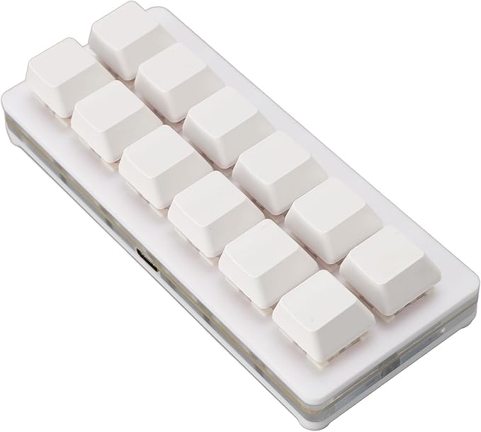CCYLEZ Mechanical Gaming Keyboard 12 Key Gaming Keyboard Hot Swappable Red Switch Programmable for PC (White)
