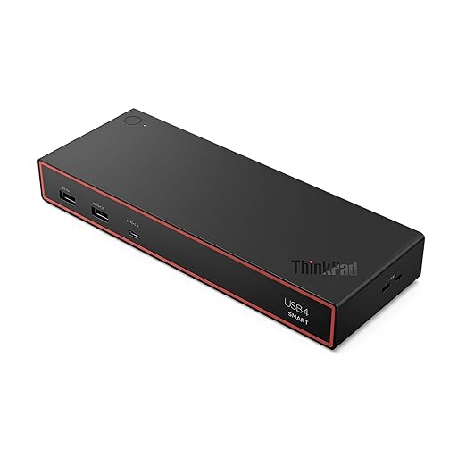 Lenovo ThinkPad USB 4 Smart Dock 5500 w/ 135W Adapter Supports up to 4 Displays 100W Power to Laptop Integrated USB4 Cable Eclipse Black