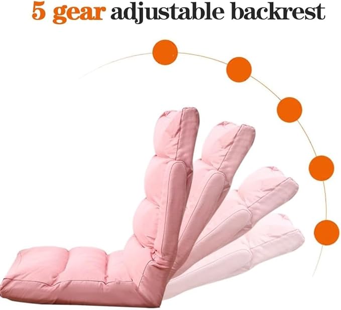 ELEFOCUS Adjustable Floor Gaming Chair Foldable Lazy Sofa Recliner with Armrest Comfy Chaise Lounge Bed Sleeper for Bedroom(Pink)