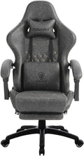 Dowinx Gaming Chair Big and Tall Ergonomic Game Chair for Adults with Footrest and Massage Lumbar Support High Back Computer Gamer Chair PU Leather 350Lbs for Office Home Grey
