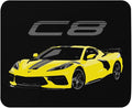 2021 2022 C8 Accelerate Yellow Car Art Mouse Pad Non-Slip Rubber Base | Desk Accessory for Car Enthusiasts