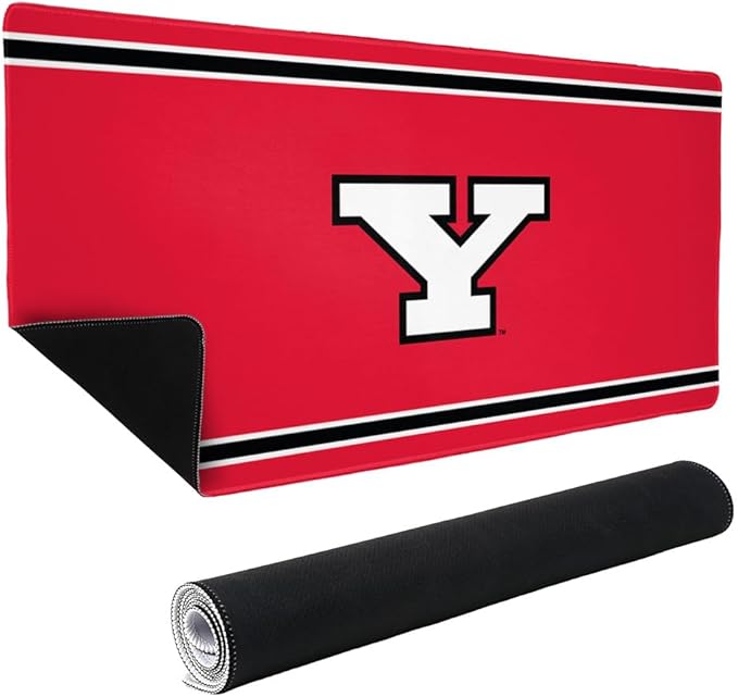 Youngstown State Penguins Primary Logo Stripes Large Gaming Mouse Pad Desk Mat with Stitched Edges Non-Slip Base for Gamer Home and Office 31.5 x 15.7