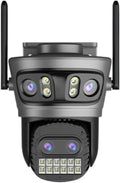 16MP WiFi Camera IP PTZ Three Screen 180° Wide Angle Auto Tracking 10X Digital Zoom 20MP Security Protection(AU Plug16MP with 128G Card)