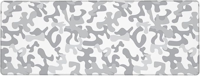 Large Mouse Pad White Camo Arctic Military Camouflage Costume Gaming Mouse Pad Desk Pad Extended Non-Slip Rubber Base Mice Pad for Gamer Office &amp Home 31.5 X 11.8 Inch