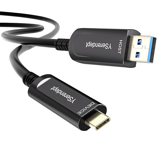Fiber Optic USB C Cable 50ftUSB 3.2 Gen2 10Gbps Active Optical Long Distance USB A to Type C Cord for 4K CamerasWebcamsHubsHDDsVR/AR Projectors &amp Medical SystemsBlack