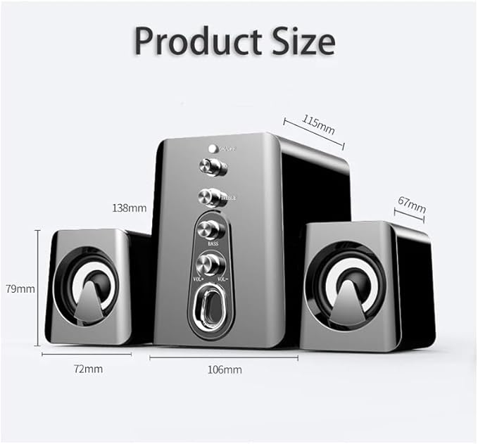 Computer Speakers Home Theater System PC Bass Subwoofer Speaker Music Surround for Boombox Desktop(E)