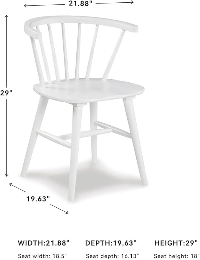 Adjustable Office Computer Chair with Armrest 1pcs White Modern Minimalist Spindle Back Dining Chair with Solid Wood Frame