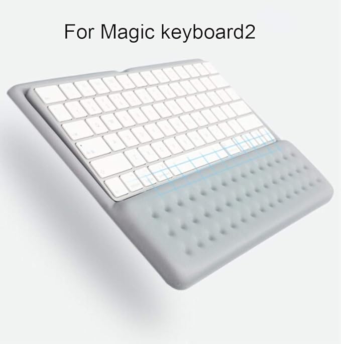 Buwico 2 in 1 Keyboard Wrist Rest Pad Wrist Support Keyboard Mat Wrist Rest Mouse Pad for Apple Magic Keyboard 2 (Gray)
