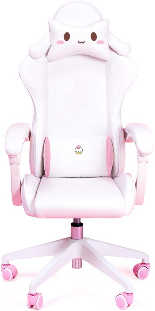 Swivel Chair Cute Cartoon Chair Bedroom Comfortable Computer Chair Home Gaming Study Chair with Armrest Comfortable Sponge Adjustable Height and AngleGirls Stylish Gift