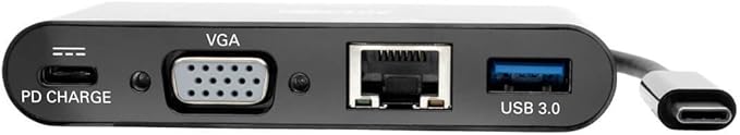 Tripp Lite USB C to VGA Multiport Adapter Converter Docking Station w/ USB-A Hub USB-C PD Charging Gigabit Ethernet USB Type C 1080p Black (U444-06N-VGUB-C)