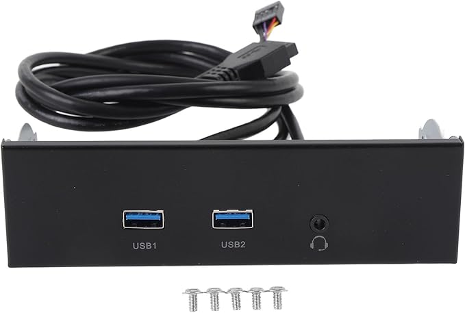 5.25 Inch Front Panel USB Hub 3 Port (2 USB Port + 1 HD Audio Port) 19 Pin Front Panel Adapter 5Gbps USB 3.2 GEN1 9 Pin Sound Internal USB Hub for Computer case