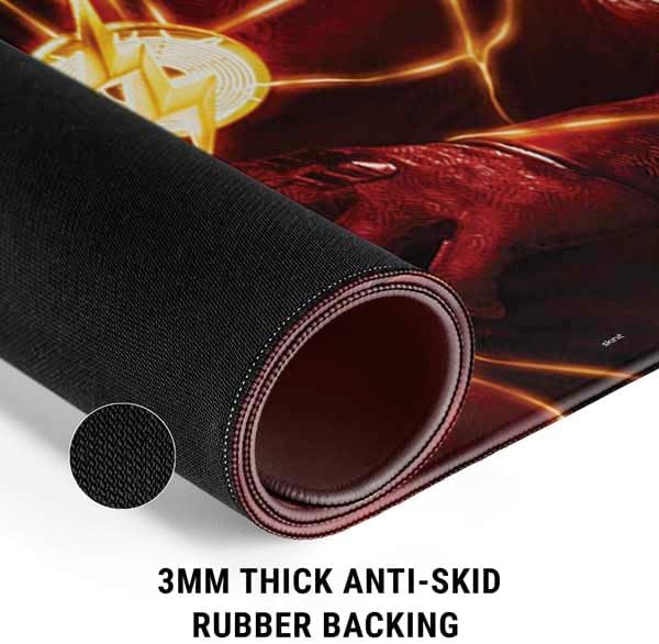 Skinit Extra Large Gaming Mouse Pad - Officially Licensed DC Comics The Flash Movie: The Fastest Man Alive Design with Stitched Edges Waterproof Non-Slip Rubber Base Desk Mat for Keyboard &amp Mou