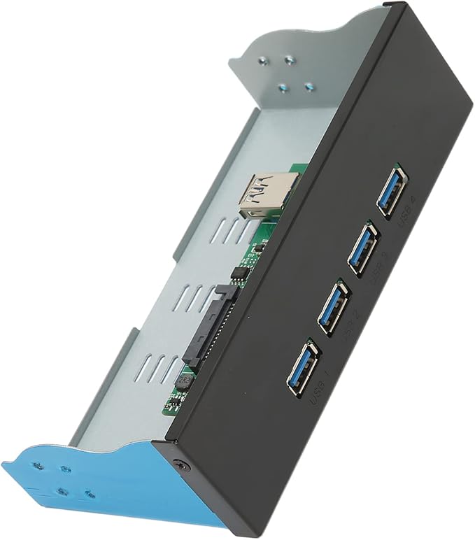 USB 3.1 Front Panel Hub 5.25in 4 Ports 10Gbps SuperSpeed Plus Plug and Play Aluminum Alloy Shell for Durability Wide Compatibility with Smartphones Tablets and More