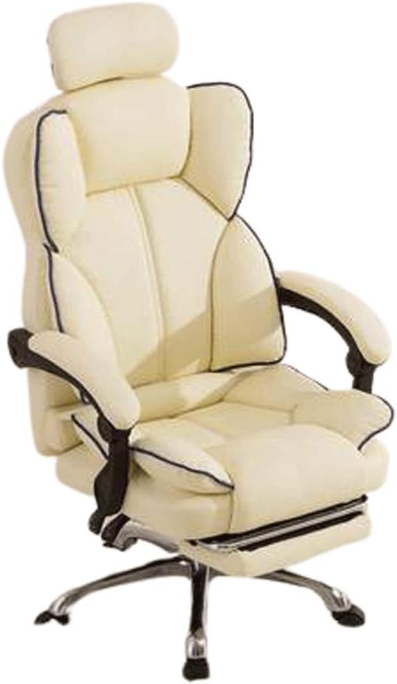 YYDS Chair Reclining Esports Chair Office Boss Chair Luxury Ergonomic Computer Gaming Chair Household Armchair with Footrest Ergonomically (Color : Beige Size : Nylon feet)