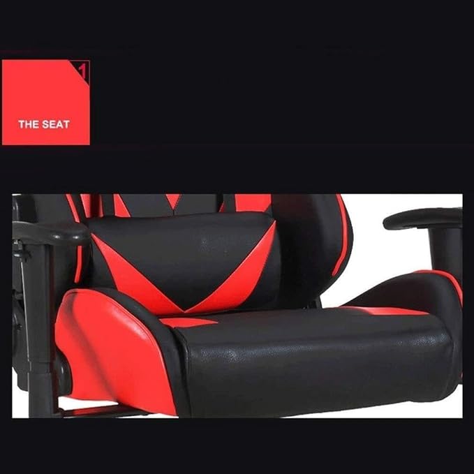 Ergonomic Gaming Office Chair with Reclining Back PU Leather Adjustable Footrest Lumbar &amp Headrest Support(Blue)