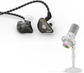 BASN USB/XLR SL2000 Dynamic Microphone and Bsinger 2nd Generation Dual Dynamic Drivers in Ear Monitor Headphones Set for Podcast Live Streaming Gaming Recording