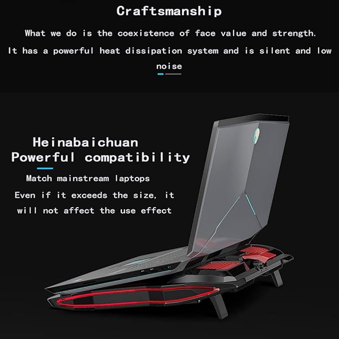 JSEIAJB RGB Gaming Laptop Cooler Adjustable Notebook Stand 3000 RPM Powerful Air Flow Cooling Pad for 12-17 Inch Laptop