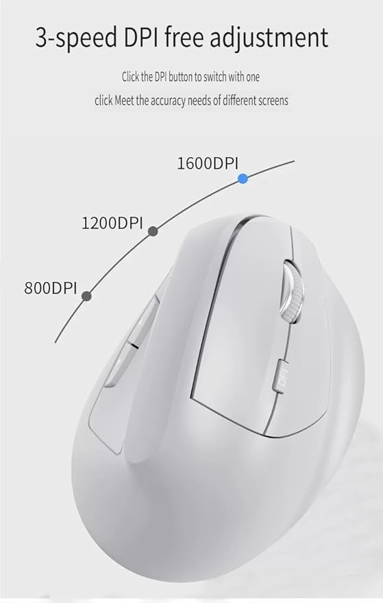 Ergonomic Vertical Mouse Wireless Rechargeable Ergo Mouse for Carpal Tunnel Relief 3200DPI Adjustable 6 Buttons for PC/Laptop/Mac/Windows (Off White)