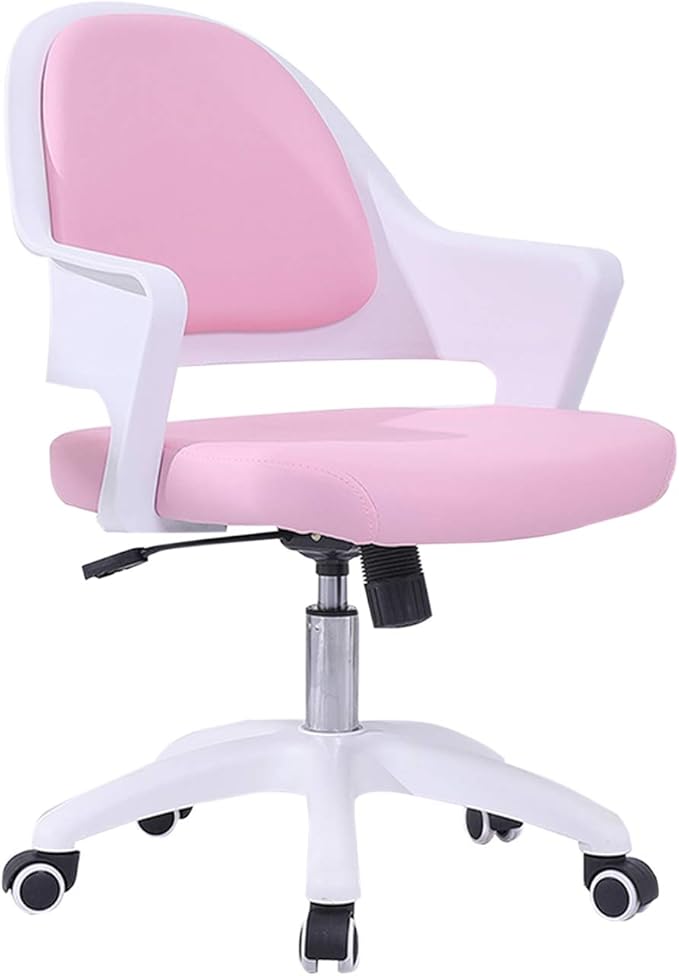 Mlaea Student Bedroom Gaming Chairs Executive Swivel Computer Chair with Backrest Dormitory Hotel Chair Rocking Function 59 * 58 * 84CM(Color:Pink)