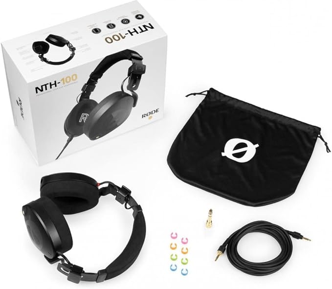 Rode PodMic Dynamic Podcasting Microphones (Pair) with Tripod Desktop Microphone Stands Rode NTH-100 Professional Closed-Back Over Ear Headphones XLR Cables and StreamEye Polishing Cloth