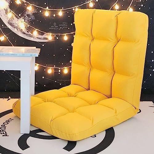 ELEFOCUS Meditation Chair with Back Support Adjustable Comfortable Indoor Lounge Chair in 5 Positions for Teens and Adults(Gelb)
